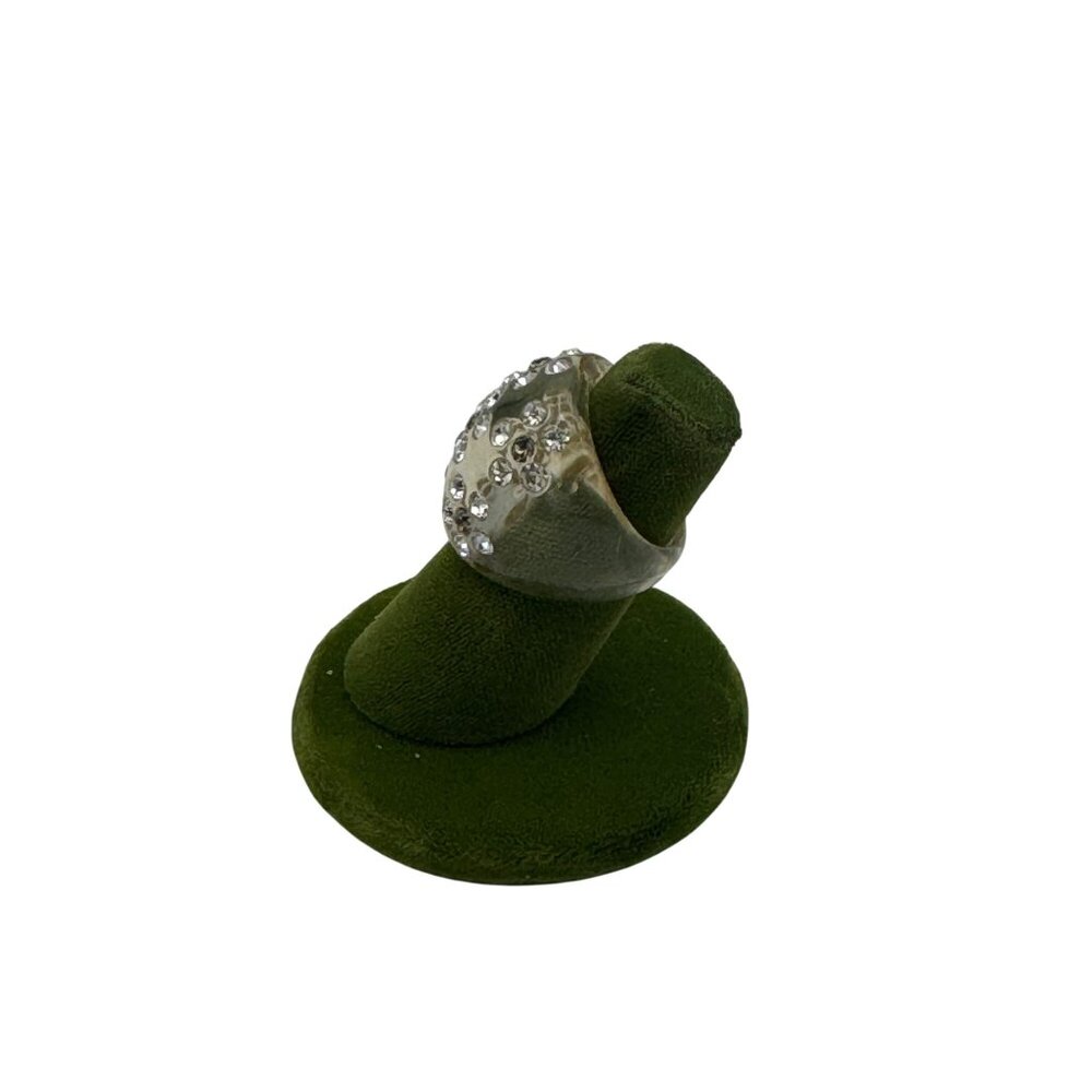 Clear Lucite Rhinestone Statement Ring Size 7 - Picture 3 of 7